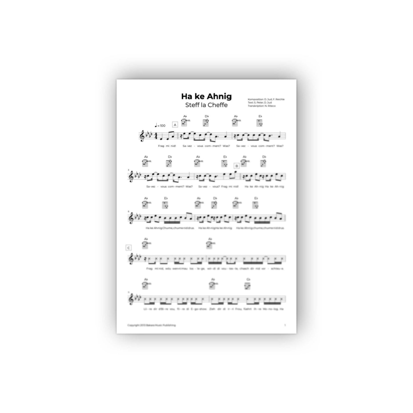 Steff la Cheffe | Notenblatt | Ha ke Ahnig